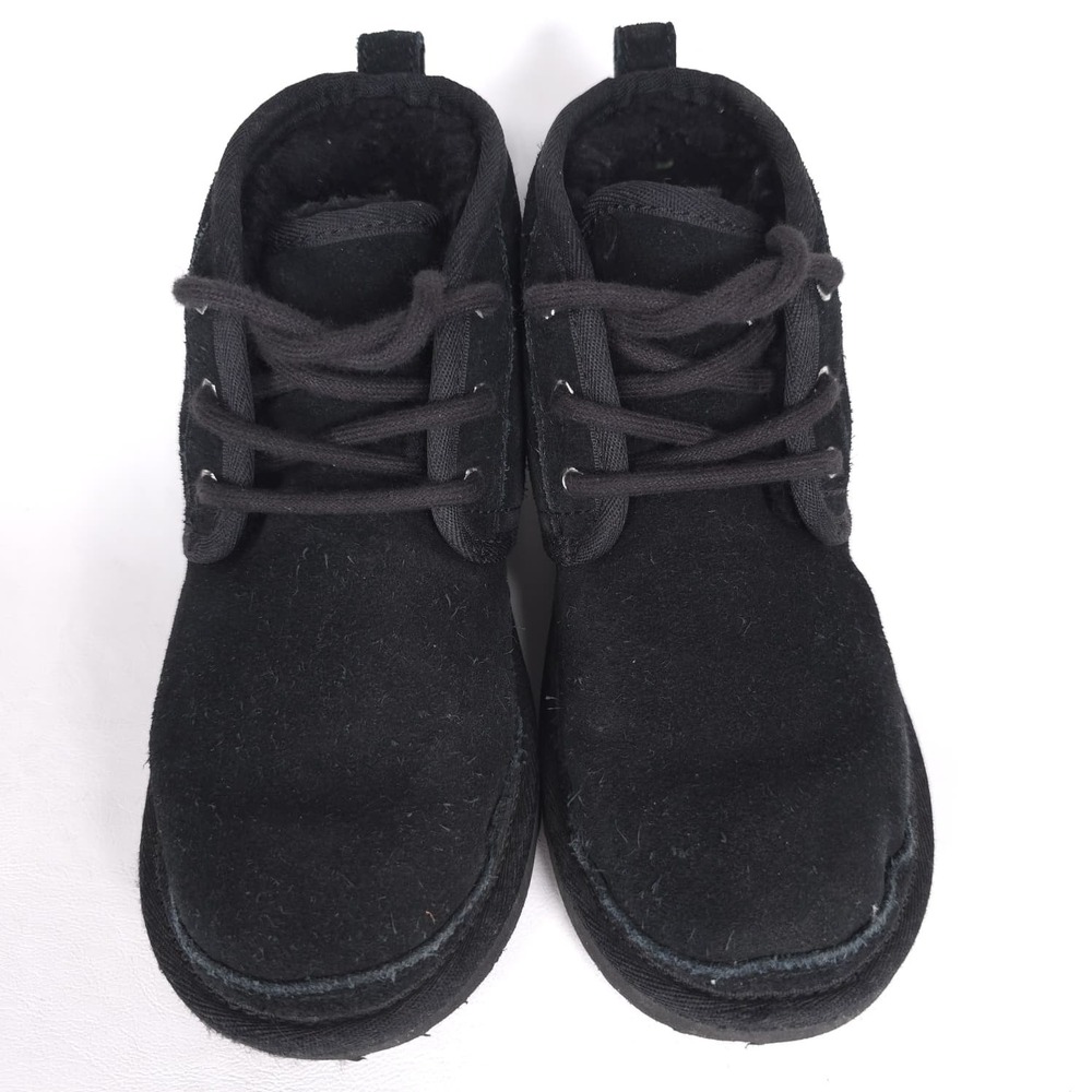 UGG Neumal Black Suede Chukka Boots Unisex Kids Size 1 Youth Lace Up